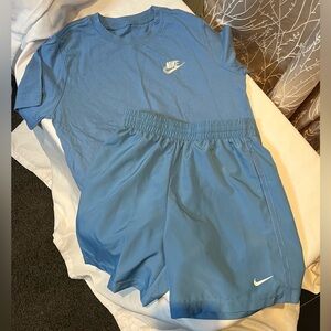 Nike Light Blue Athletic Shorts and tee shirt set